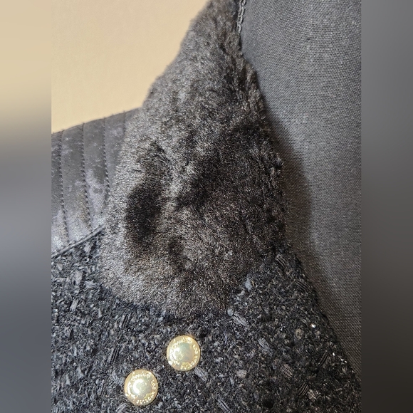 Juicy Couture Black Tweed Moto Jacket with Gold Zippers And Pink Quilted Lining. - Picture 9 of 15